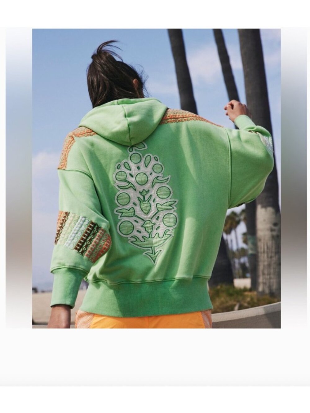 FP Movement Sprint To The Finish Geo Logo Hoodie Womens Medium Green Pullover